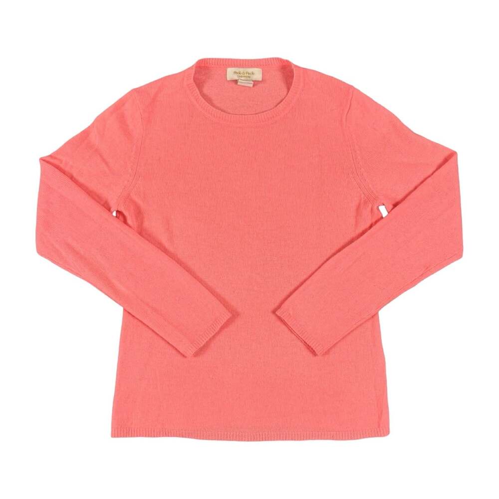 Peck & Peck Women’s Pink 2-Ply Cashmere Knit Crew Neck Pullover Sweater M